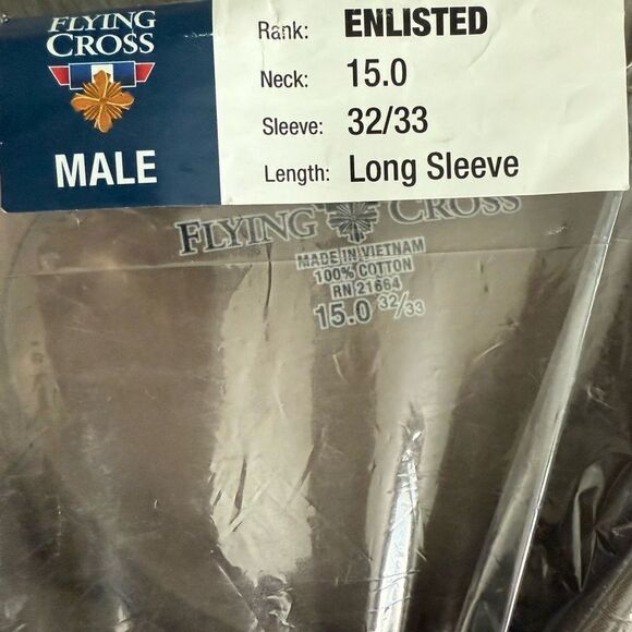 NWT Flying Cross AGSU Enlisted Tan Dress Shirt 15 x 32/33 Long Sleeve MP370689 - Picture 7 of 9